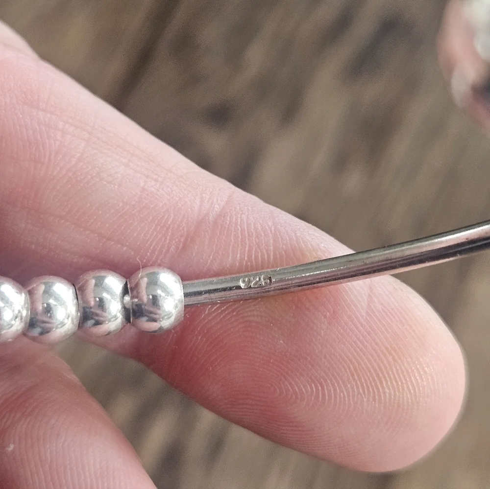 Elegant Italian Sterling Silver Cuff Charm Bracelet w/ Sterling Spacer Beads - Picture 6 of 8